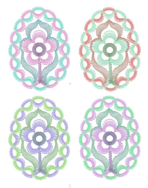 609 Klöppelbrief  Osterei "Anemone"